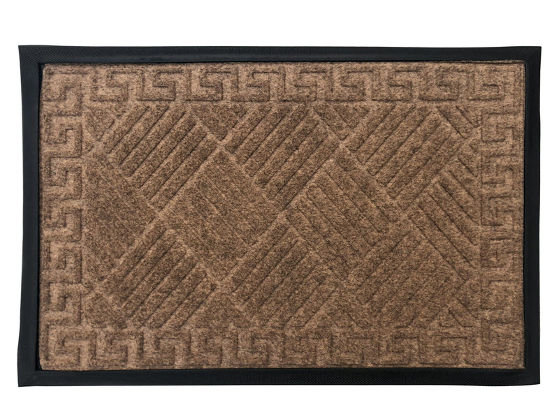 Rectangular brown natural fibre doormat Rubber