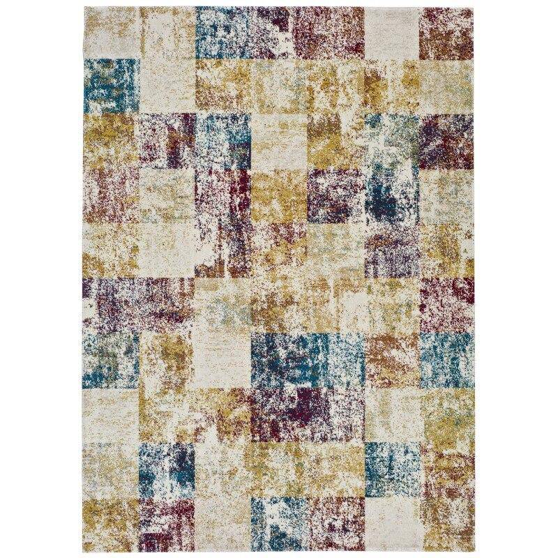 Tapis rectangle vintage avec carrés colorés Moma