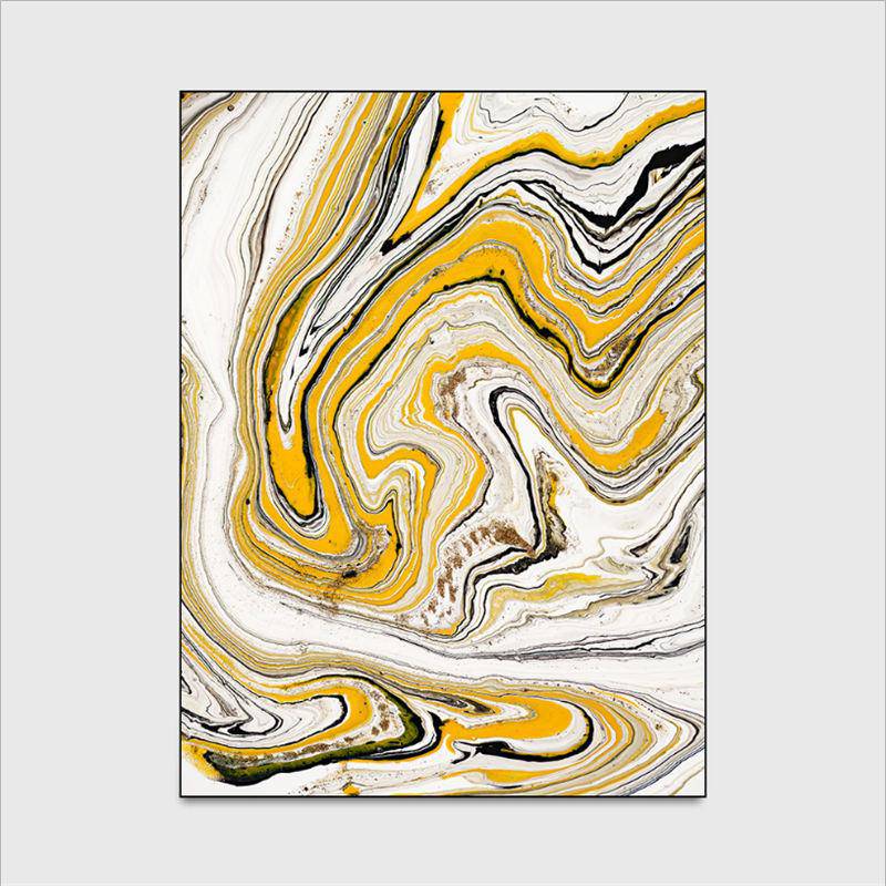 Alfombra moderna rectangular blanca y amarilla, estilo abstracto