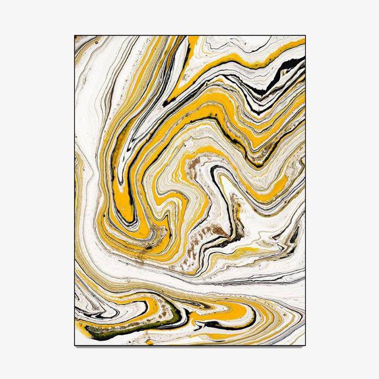 Alfombra moderna rectangular blanca y amarilla, estilo abstracto
