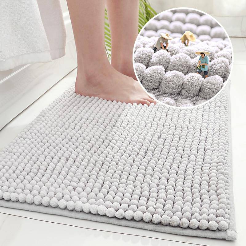 Rectangular coloured bath mat with loops Chenille