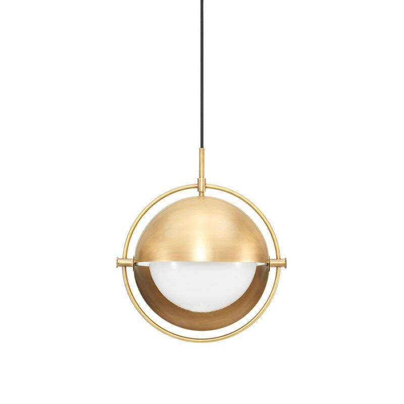 Suspension design à LED avec abat-jour en métal doré style Ball