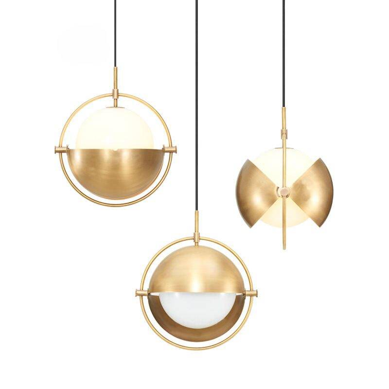 pendant light LED design with lampshade in gold metal Ball style