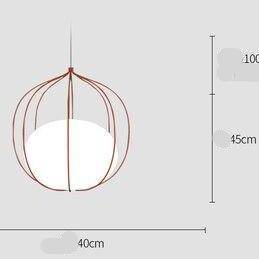 Suspension design LED en cage colorée avec sphère lumineuse en verre Hang