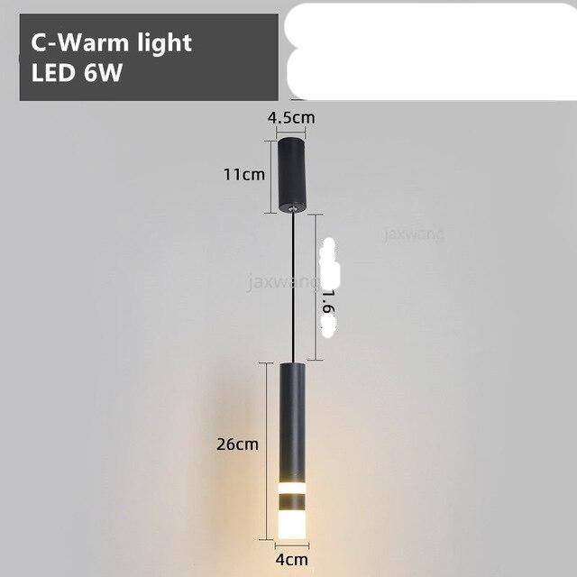 pendant light LED design in cylindrical metal tube Bar
