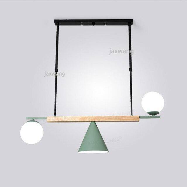 pendant light LED design with glass balls and lampshade Loft triangle