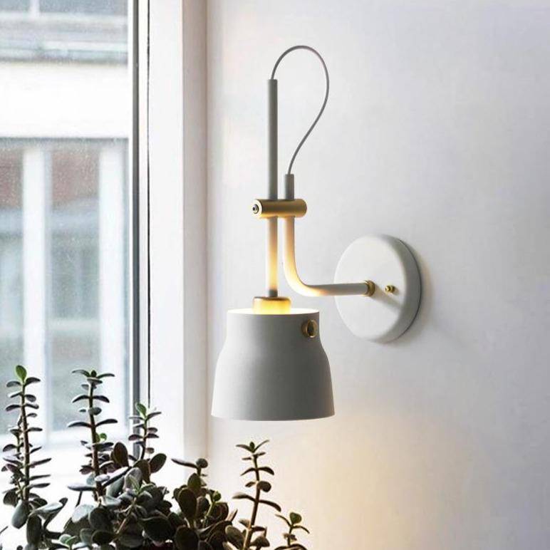 Lámpara de pared design LED con pantalla redonda en metal mate
