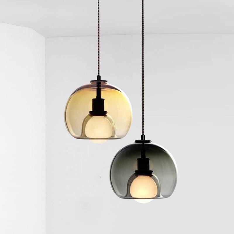 Suspension design LED boule en verre fumé Hang