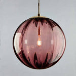 Suspension design à LED en boule de verre colorée