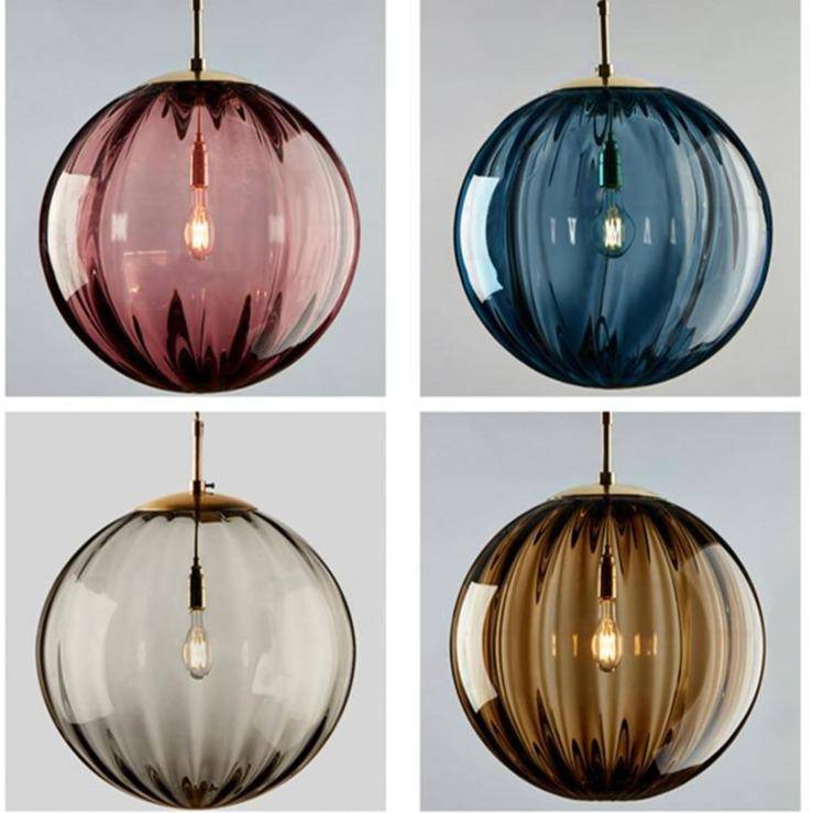 pendant light LED design in colored glass ball