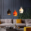 Suspension design LED avec métal coloré et à motifs style Hang