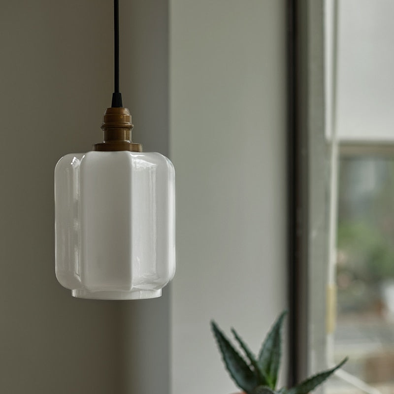 Suspension design en verre blanc style vintage Samy - vue 2 sur 5
