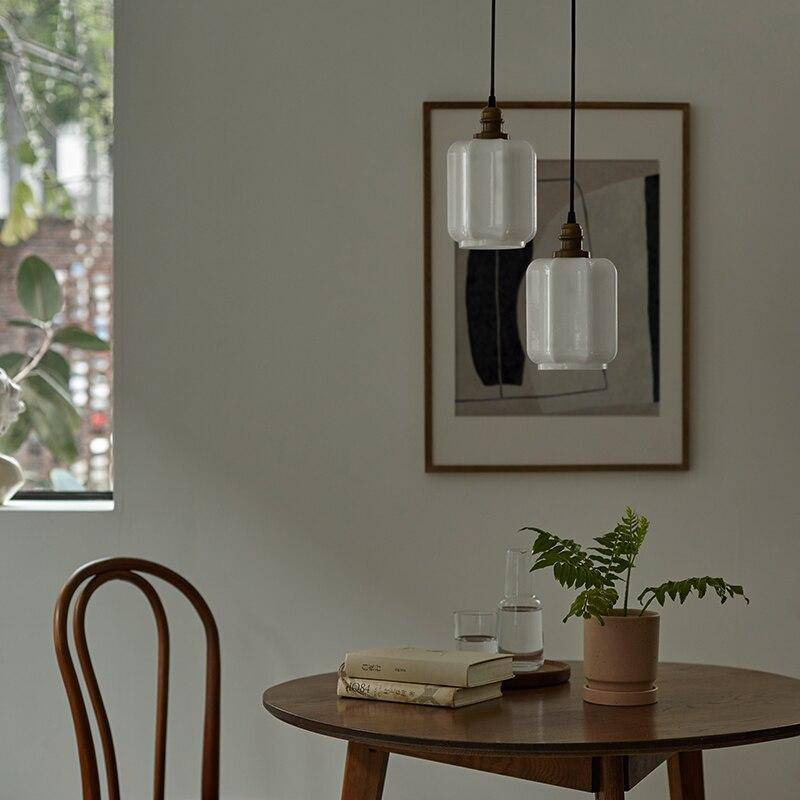 Suspension design en verre blanc style vintage Samy