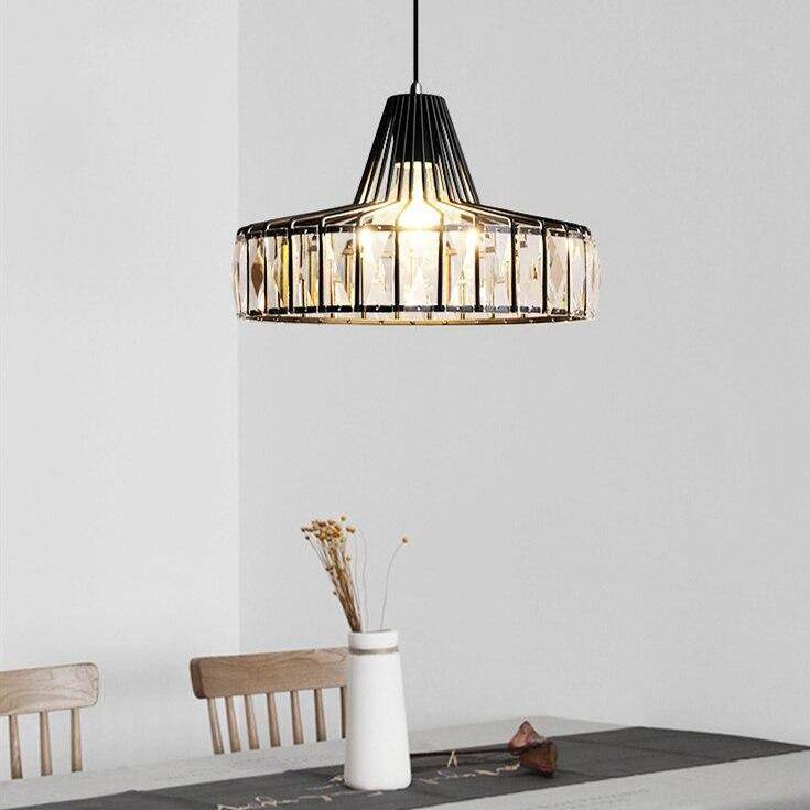 Suspension design LED en verre crystal avec formes géométriques style Hang - vue 3 sur 10