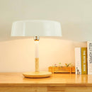 Lampe à poser design LED avec base en bois et abat-jour aux formes arrondies Créative