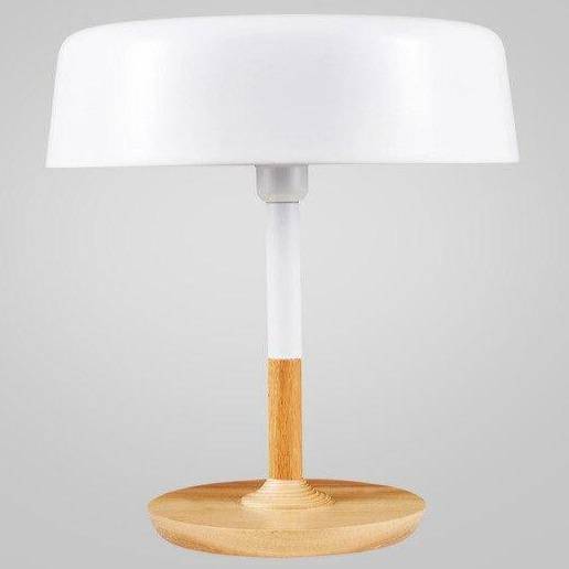 Lampe à poser design LED avec base en bois et abat-jour aux formes arrondies Créative - vue 5 sur 9