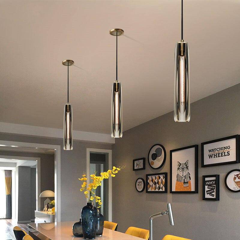 pendant light LED design with elongated crystal shape and Lofty colored glass