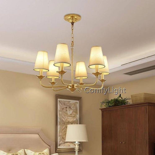 Golden chandelier with Royal shades