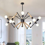 Lustre LED design en bois avec bras articulés ajustables