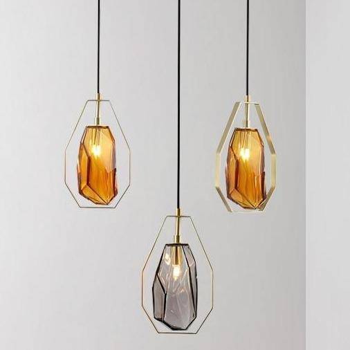 pendant light Geometric glass LED design in Coffee colors