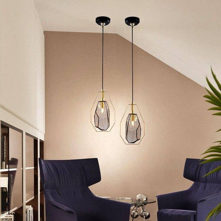Suspension design LED en verre géométrique de couleurs Coffee - vue 5 sur 8