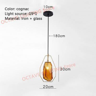 Suspension design LED en verre géométrique de couleurs Coffee