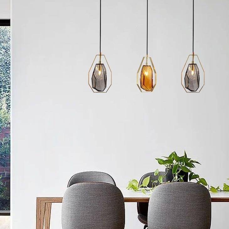 Suspension design LED en verre géométrique de couleurs Coffee - vue 4 sur 8