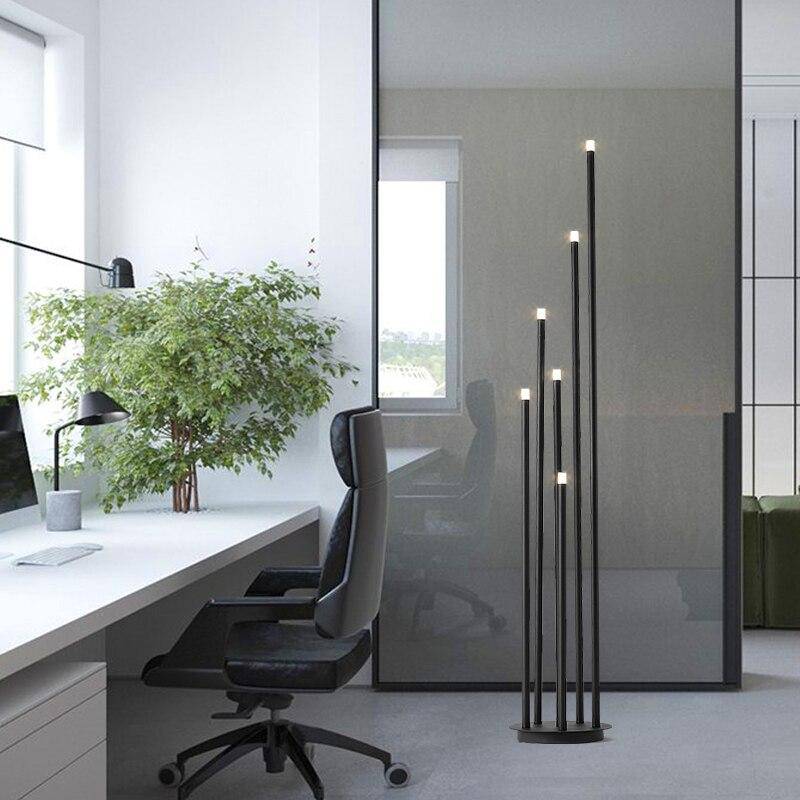 Floor lamp LED metal design with several modern black tubes