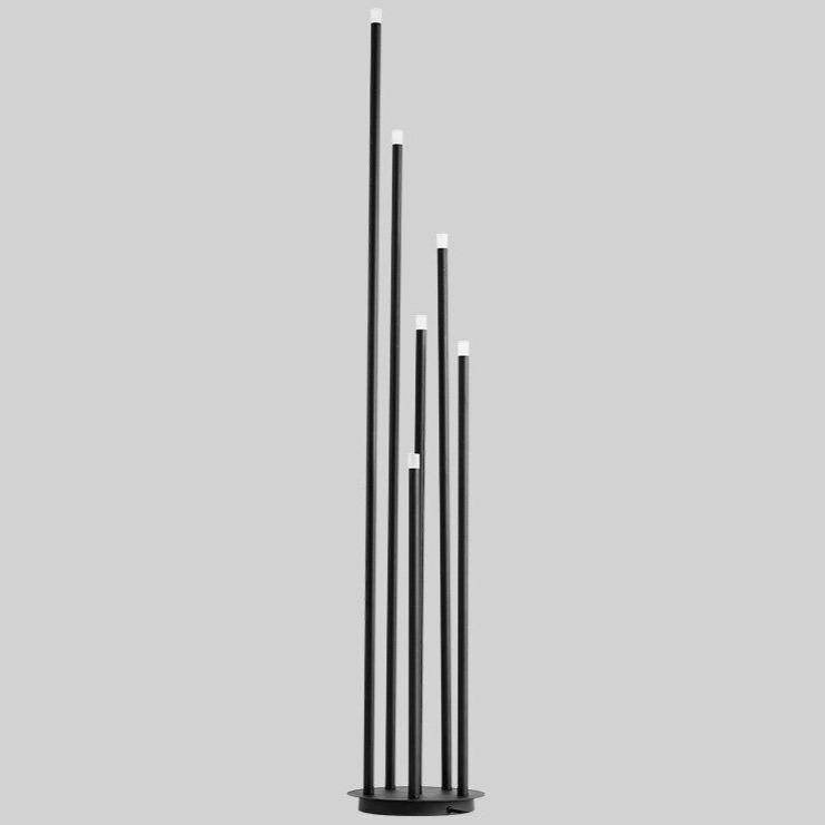 Floor lamp LED metal design with several modern black tubes