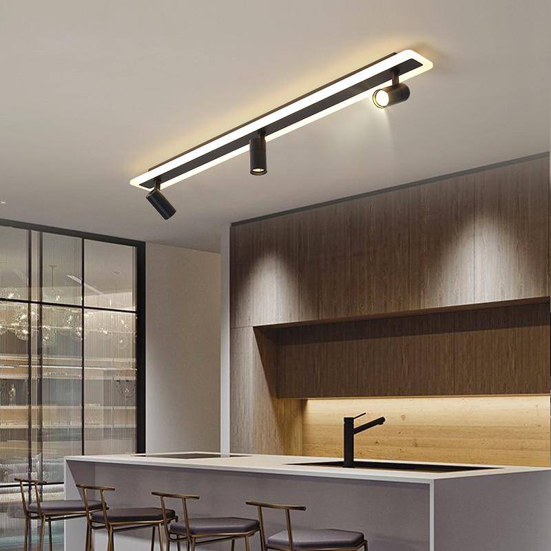 Modern LED ceiling lamp in black metal with several Spotlights lights