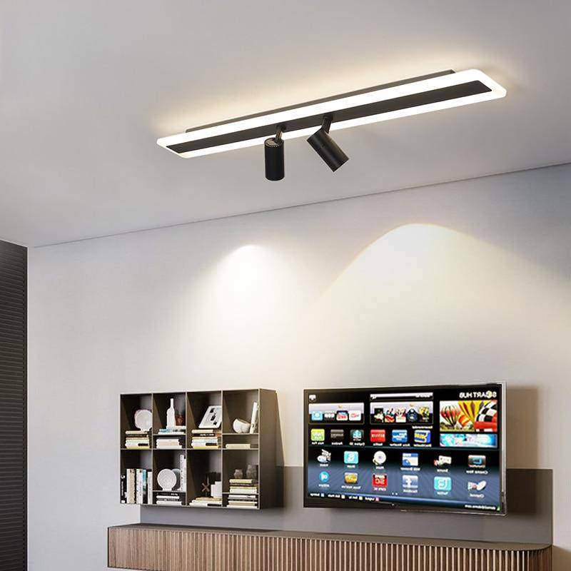 Plafonnier design moderne LED en métal noir avec plusieurs spots lumineux