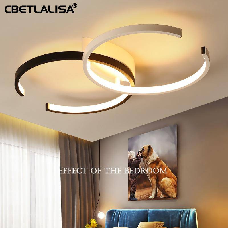 LED design ceiling with two open circles black and white