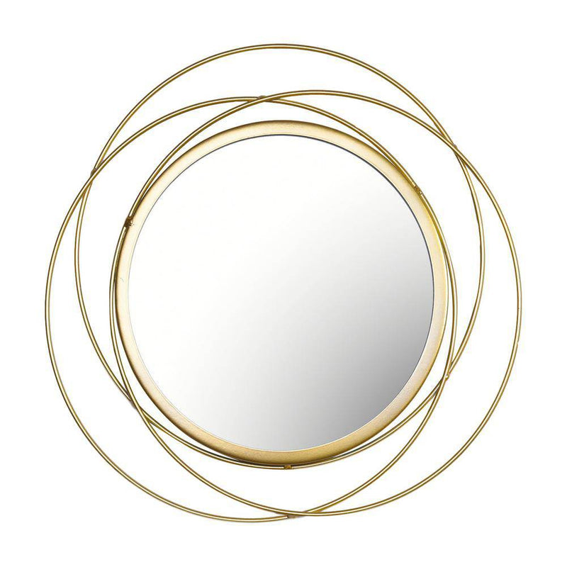 Round wall mirror with gold rings