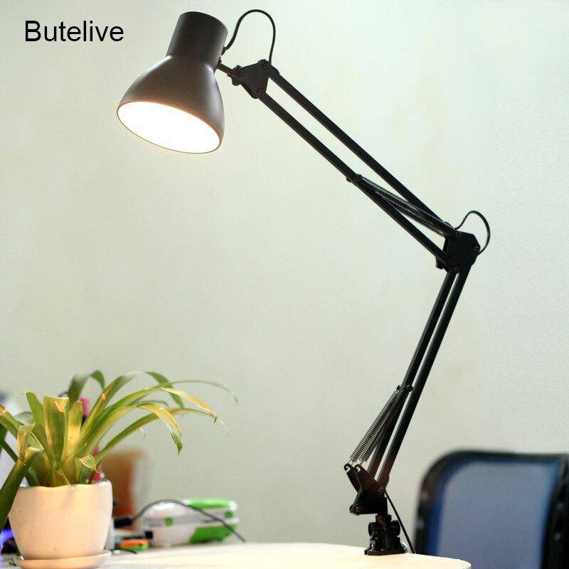 Lampe de bureau LED à pince à bras articulé noir