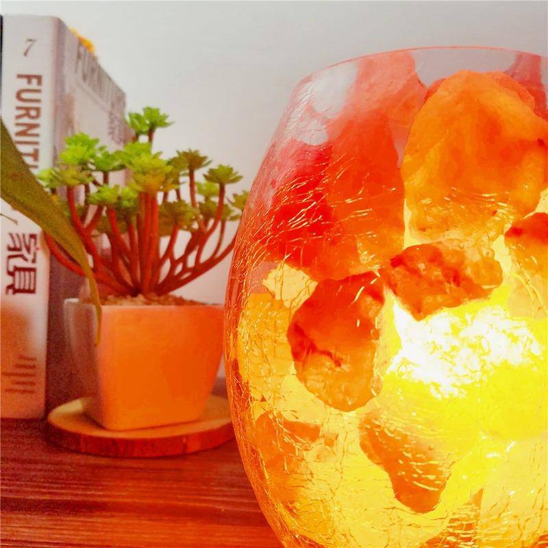 LED table lamp with Himalayan salt stones