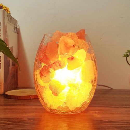 LED table lamp with Himalayan salt stones