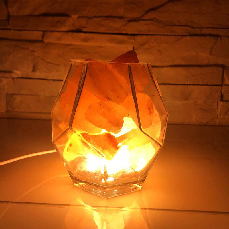 LED table lamp with Himalayan salt stones