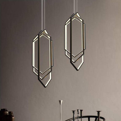 Suspension design LED avec 3 anneaux Loft Hexagone - vue 4 sur 4