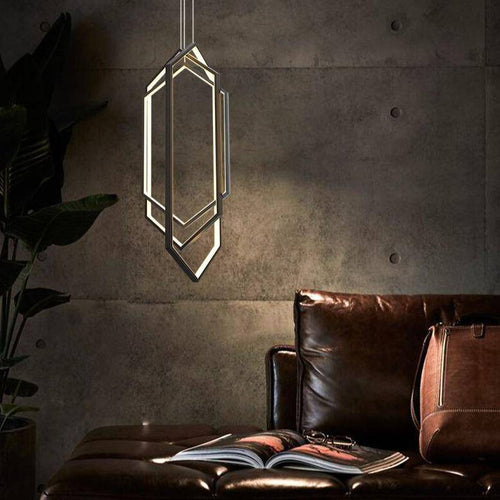 Suspension design LED avec 3 anneaux Loft Hexagone - vue 3 sur 4