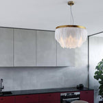 Suspension ovale LED en plumes colorées Hangly