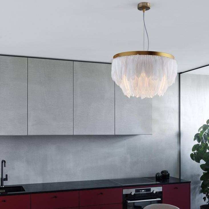Suspension ovale LED en plumes colorées Hangly