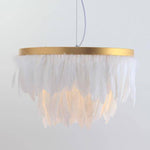 Suspension ovale LED en plumes colorées Hangly