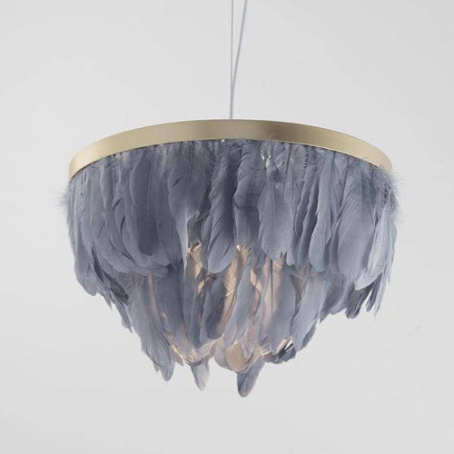 Suspension ovale LED en plumes colorées Hangly