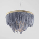 Suspension ovale LED en plumes colorées Hangly
