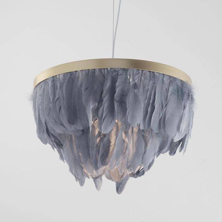 Suspension ovale LED en plumes colorées Hangly