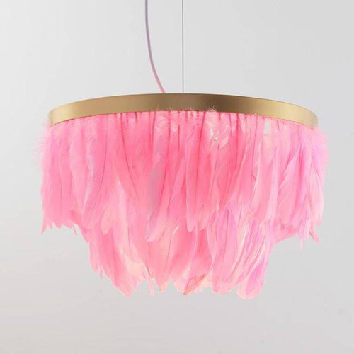 Suspension ovale LED en plumes colorées Hangly