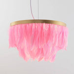 Suspension ovale LED en plumes colorées Hangly