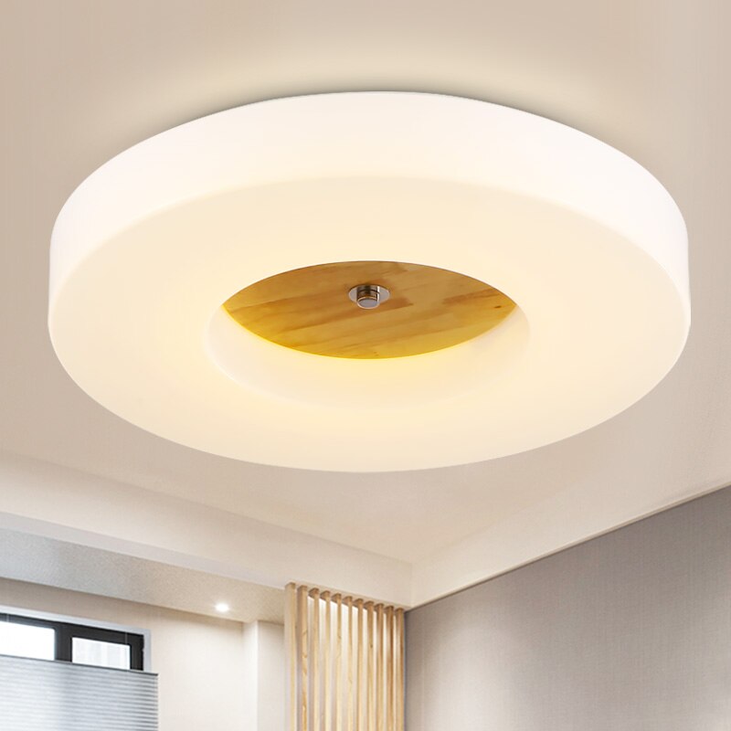 Scandinavian round ceiling lamp with wooden centre Verena