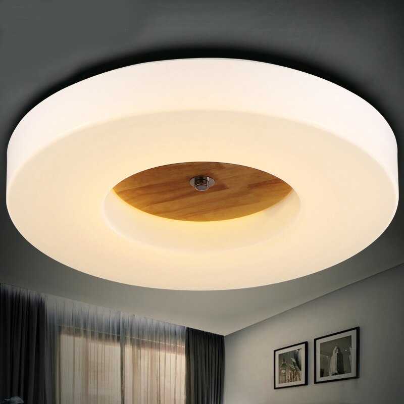 Scandinavian round ceiling lamp with wooden centre Verena