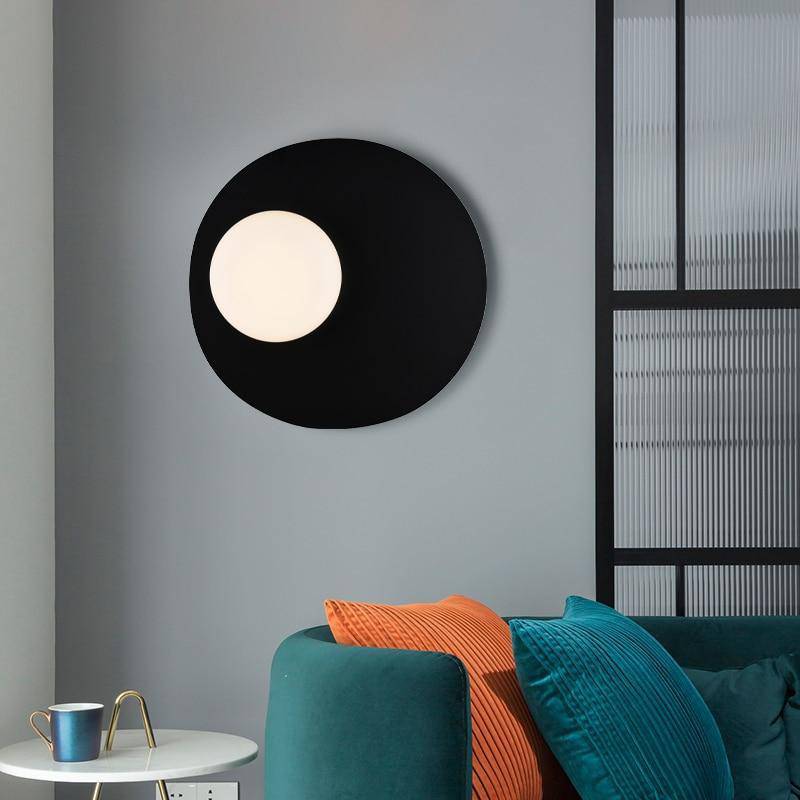 Applique murale design à LED avec disque en métal noir style Ruban Loft